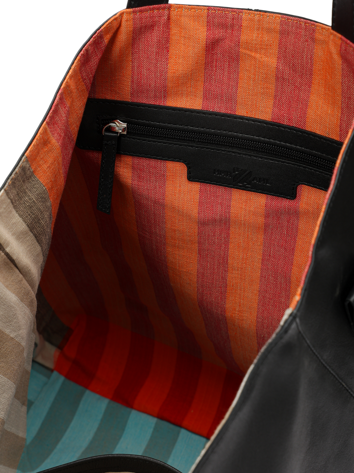 HammerAwl Genuine Leather Black Tote Shopper Bag - Inside Lining