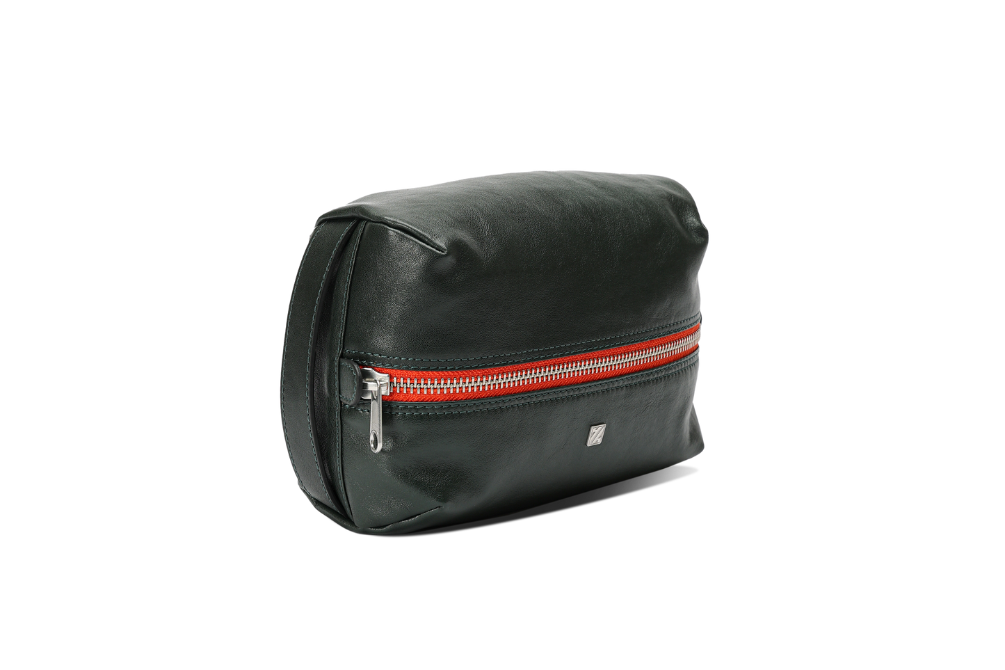 HammerAwl Green Leather Dopp Kit side view with leather handle