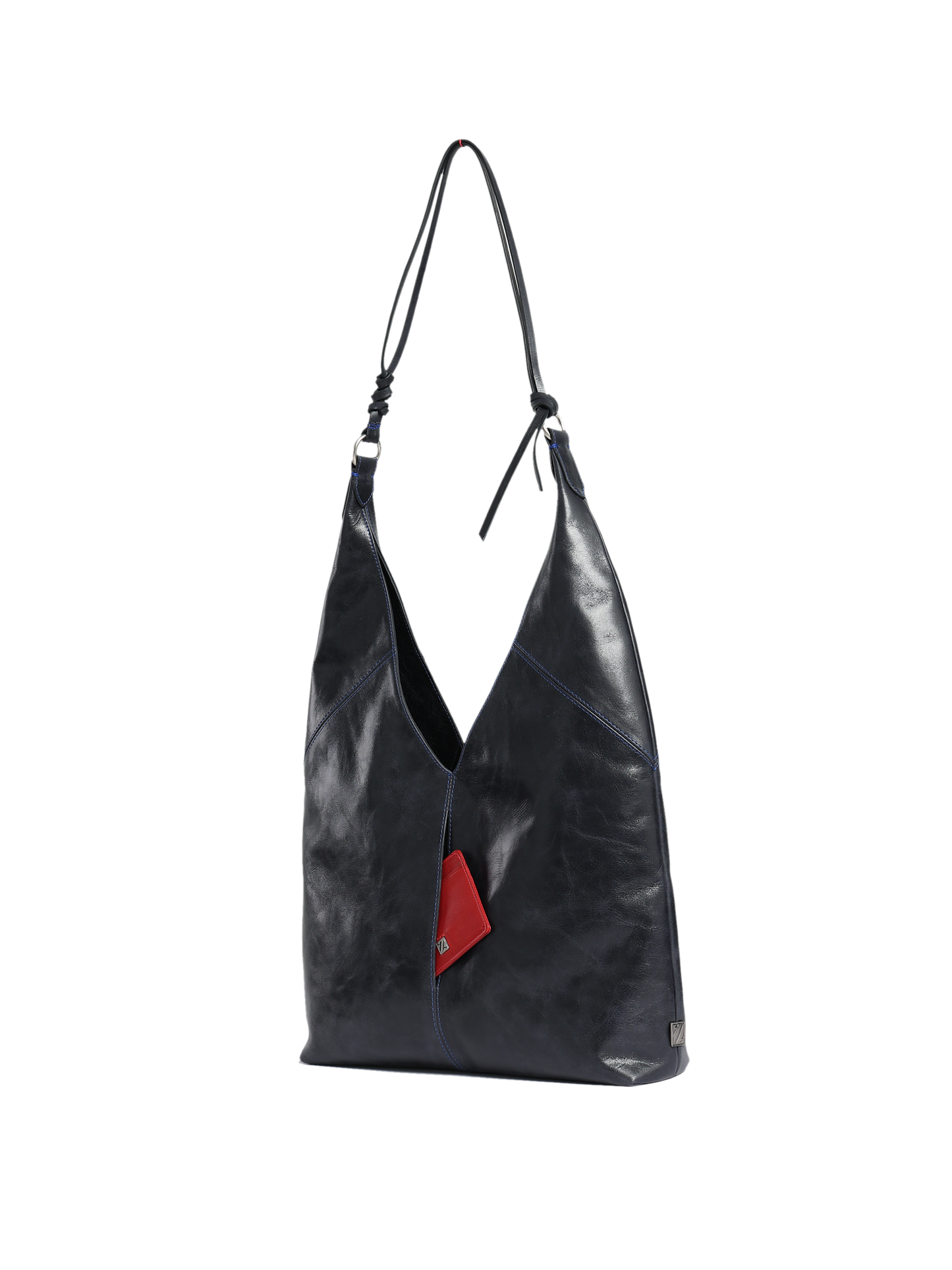 HammerAwl Midnight Blue Genuine Leather V shoulder bag - Side
