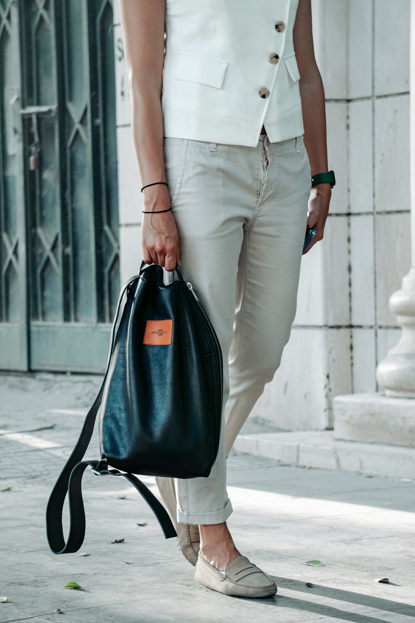 HammerAwl Genuine Leather Black Sling Bag