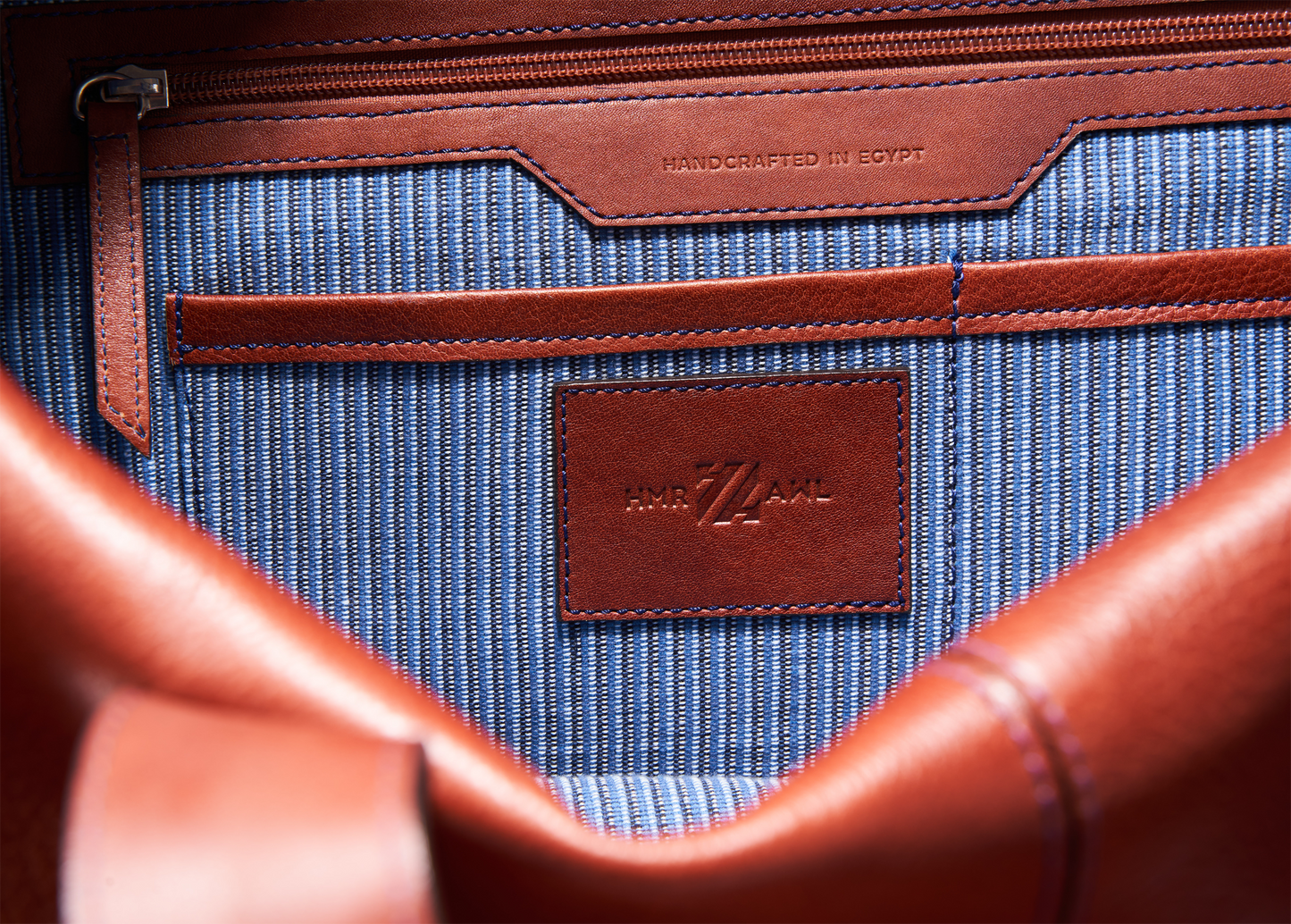 HammerAwl Genuine Leather Tan Travel Bag - Inside Details
