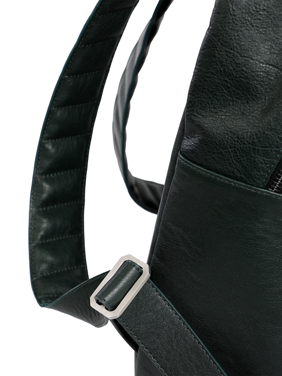 HammerAwl Genuine Leather 16" Laptop Backpack in Green - Strap Details