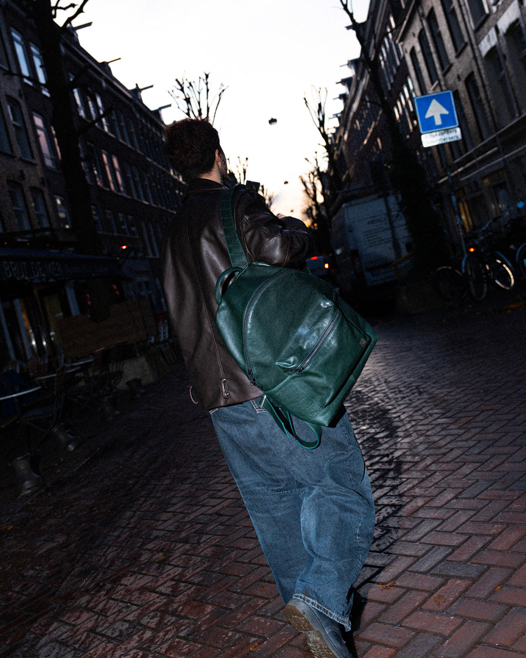 dark green leather backpack HammerAwl Genuine Leather 16" Laptop Backpack in Green