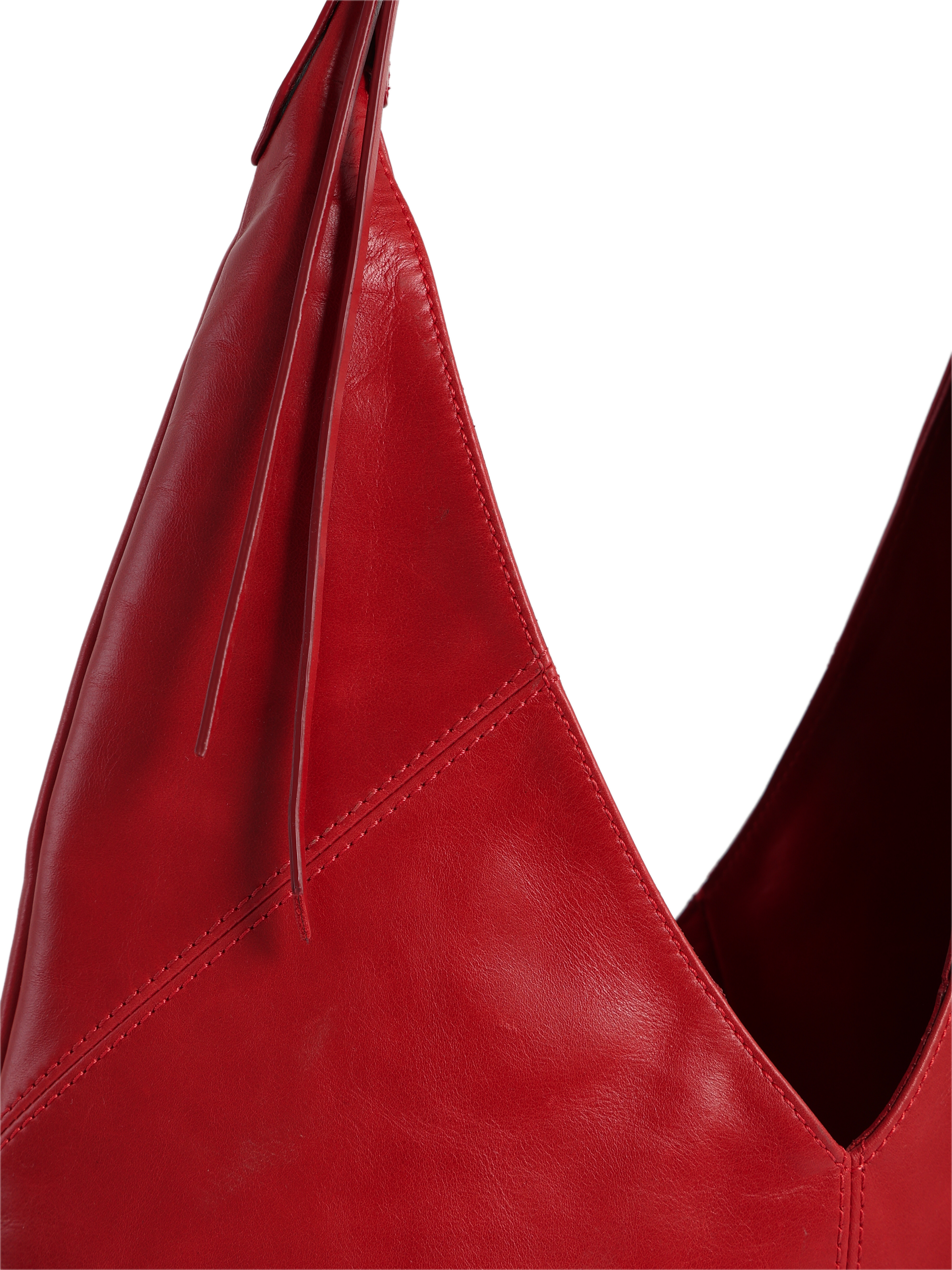 HammerAwl Bold Red Genuine Leather V shoulder bag - Details 
