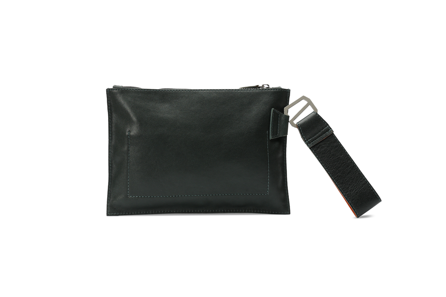 HammerAwl Green Leather Gyst Strap back view with stainless steel accessories