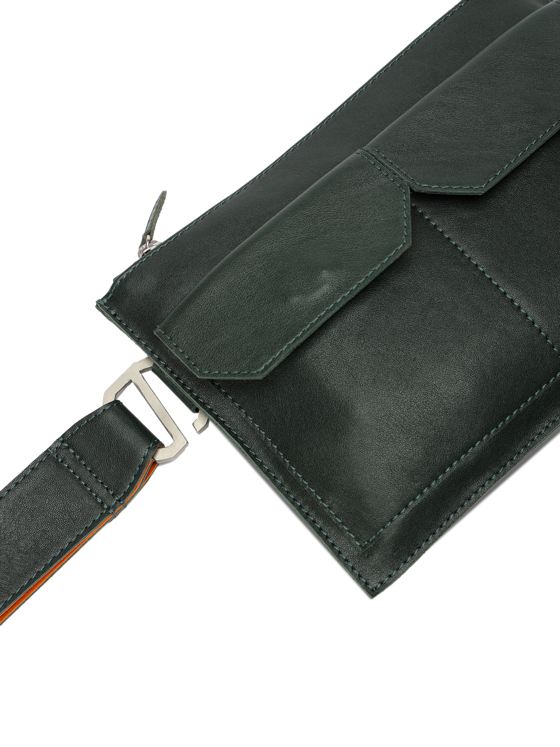 HammerAwl Green Leather Gyst Strap with stitching details 