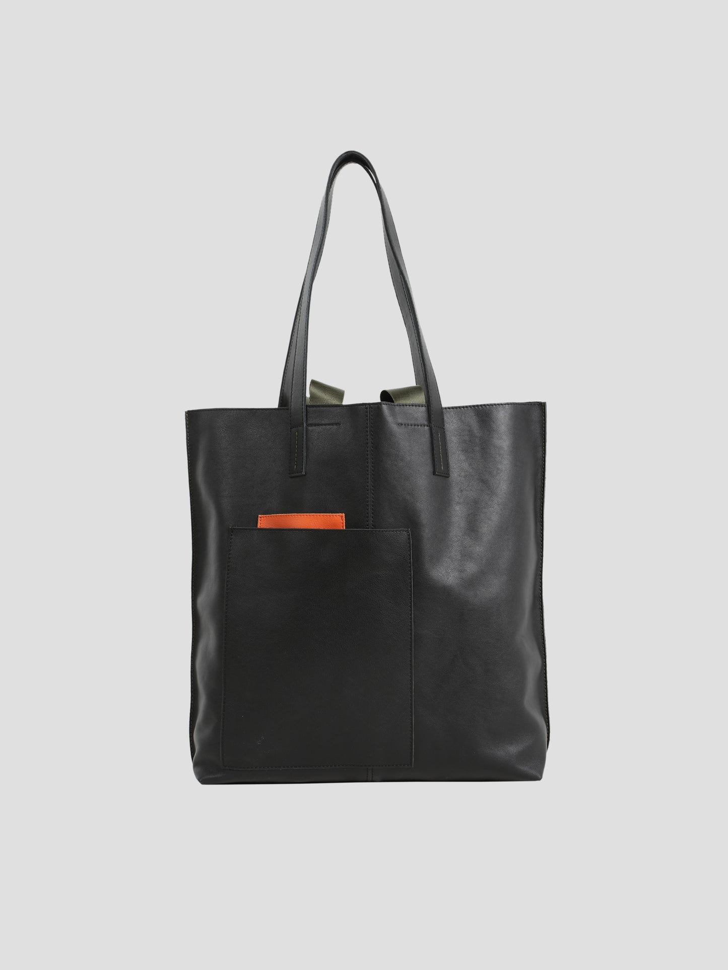 HammerAwl Genuine Leather Black Minimal Tote Bag - Back