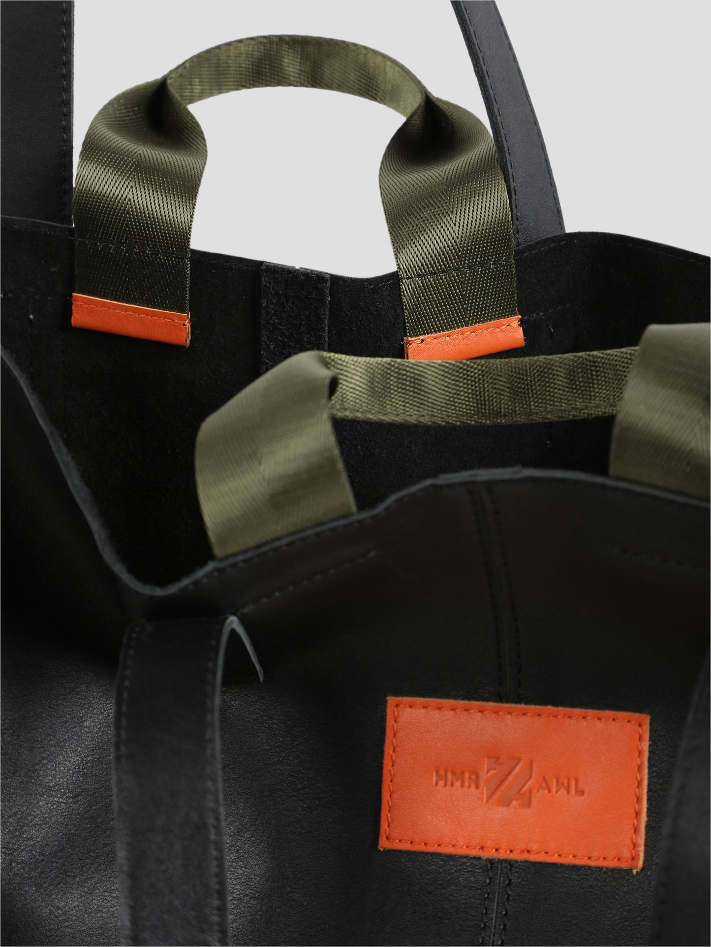 HammerAwl Genuine Leather Black Minimal Tote Bag - Strap
