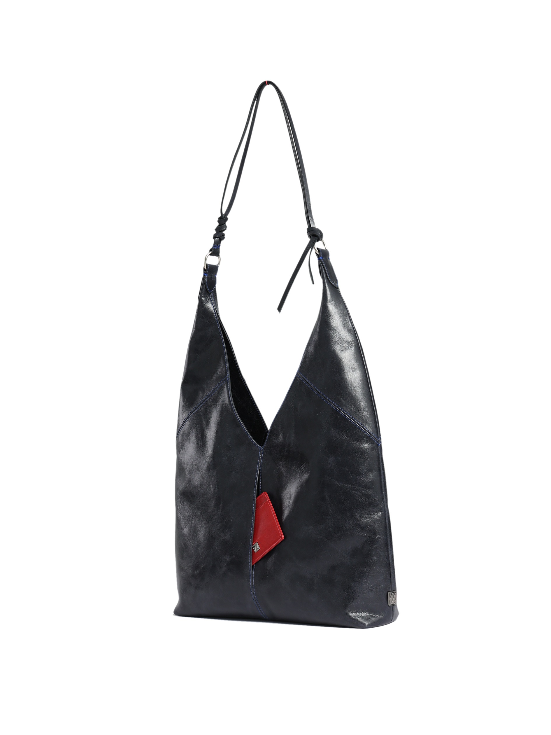 HammerAwl Midnight Blue Genuine Leather V shoulder bag - Side