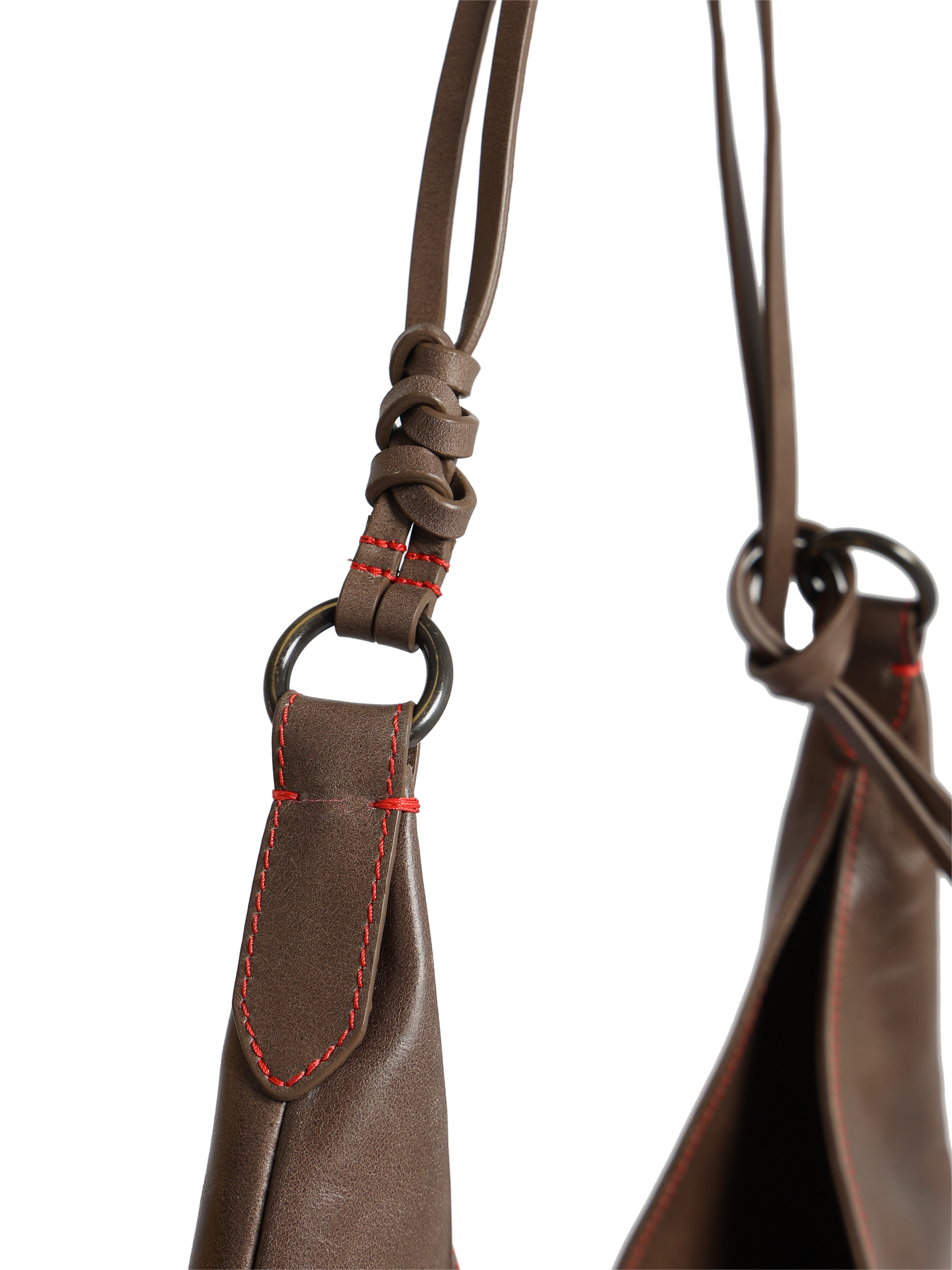 HammerAwl Mocha Mousse Genuine Leather V shoulder bag - Shoulder Strap Not 