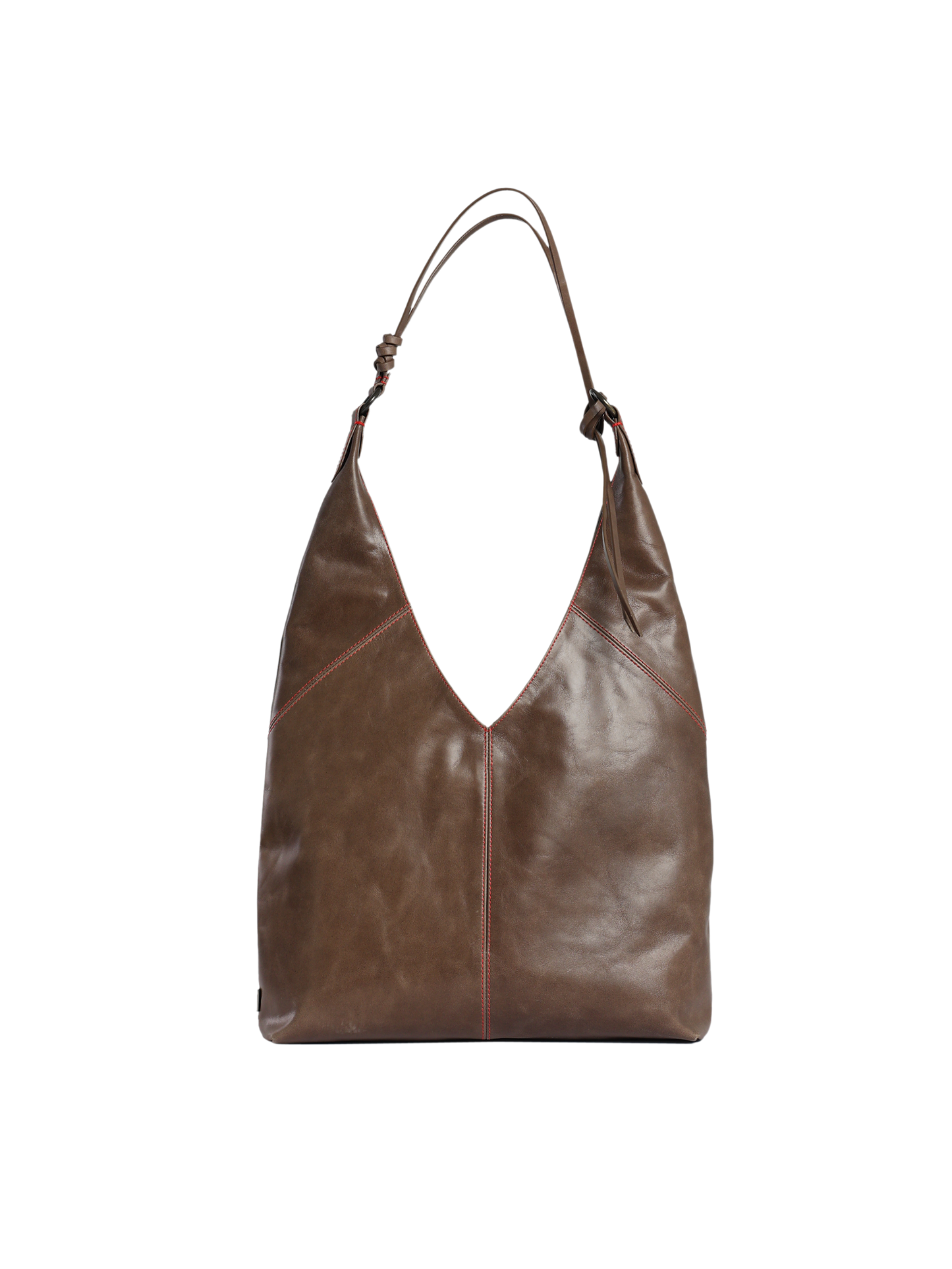 HammerAwl Mocha Mousse Genuine Leather V shoulder bag