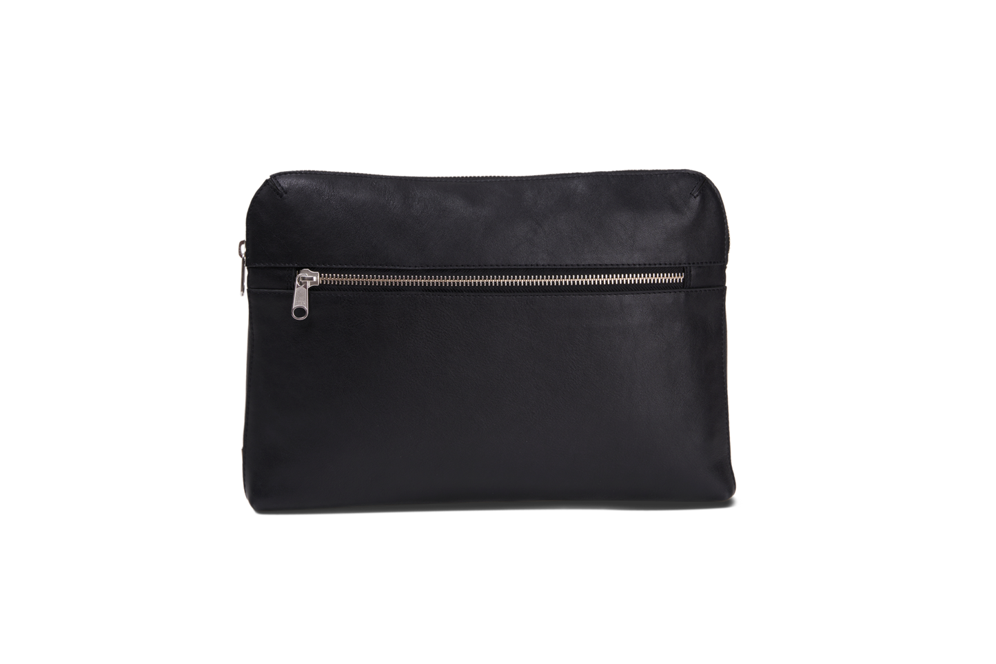 HammerAwl Black Leather Essentials back view with zipper details 