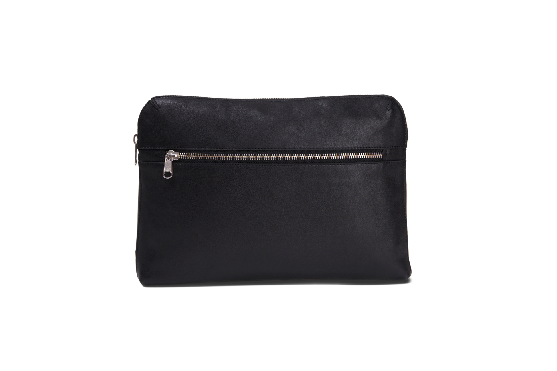 HammerAwl Black Leather Essentials back view with zipper details 