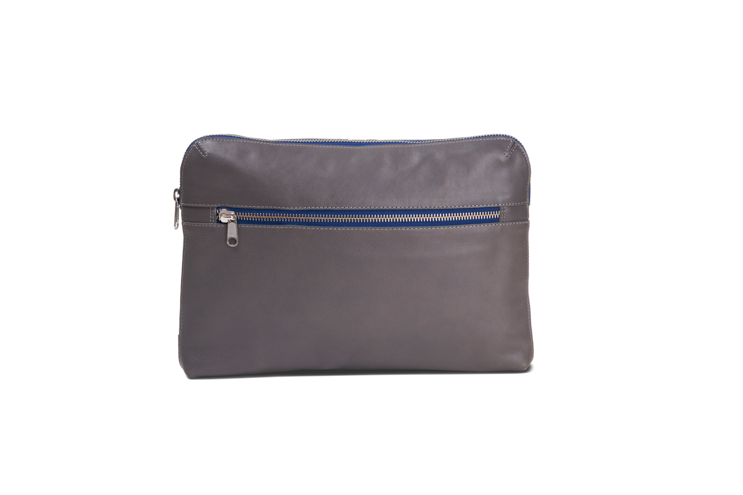 HammerAwl Grey Leather Essentials back view with zipper details 