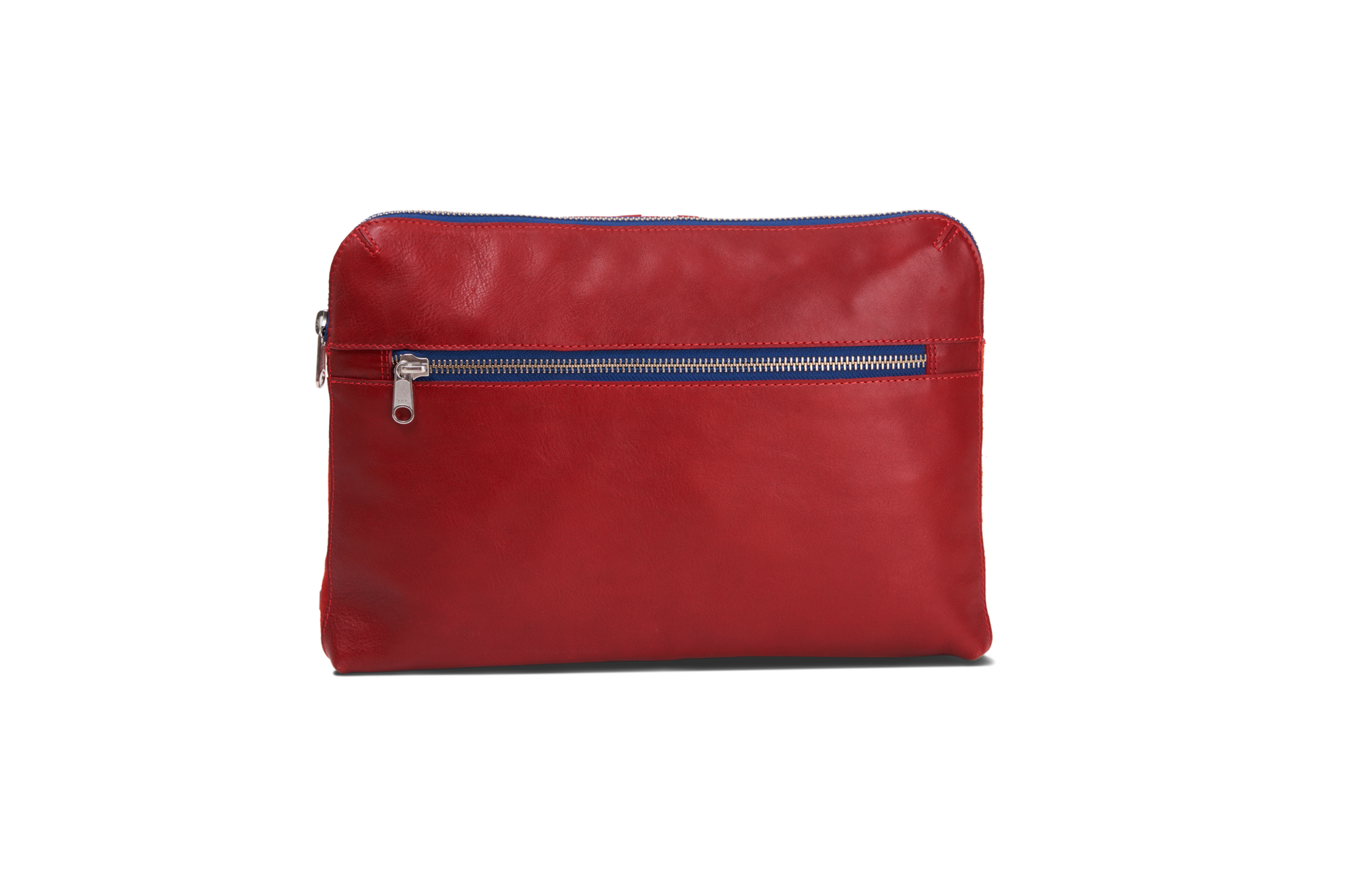 HammerAwl Red Leather Essentials back view with zipper details 
