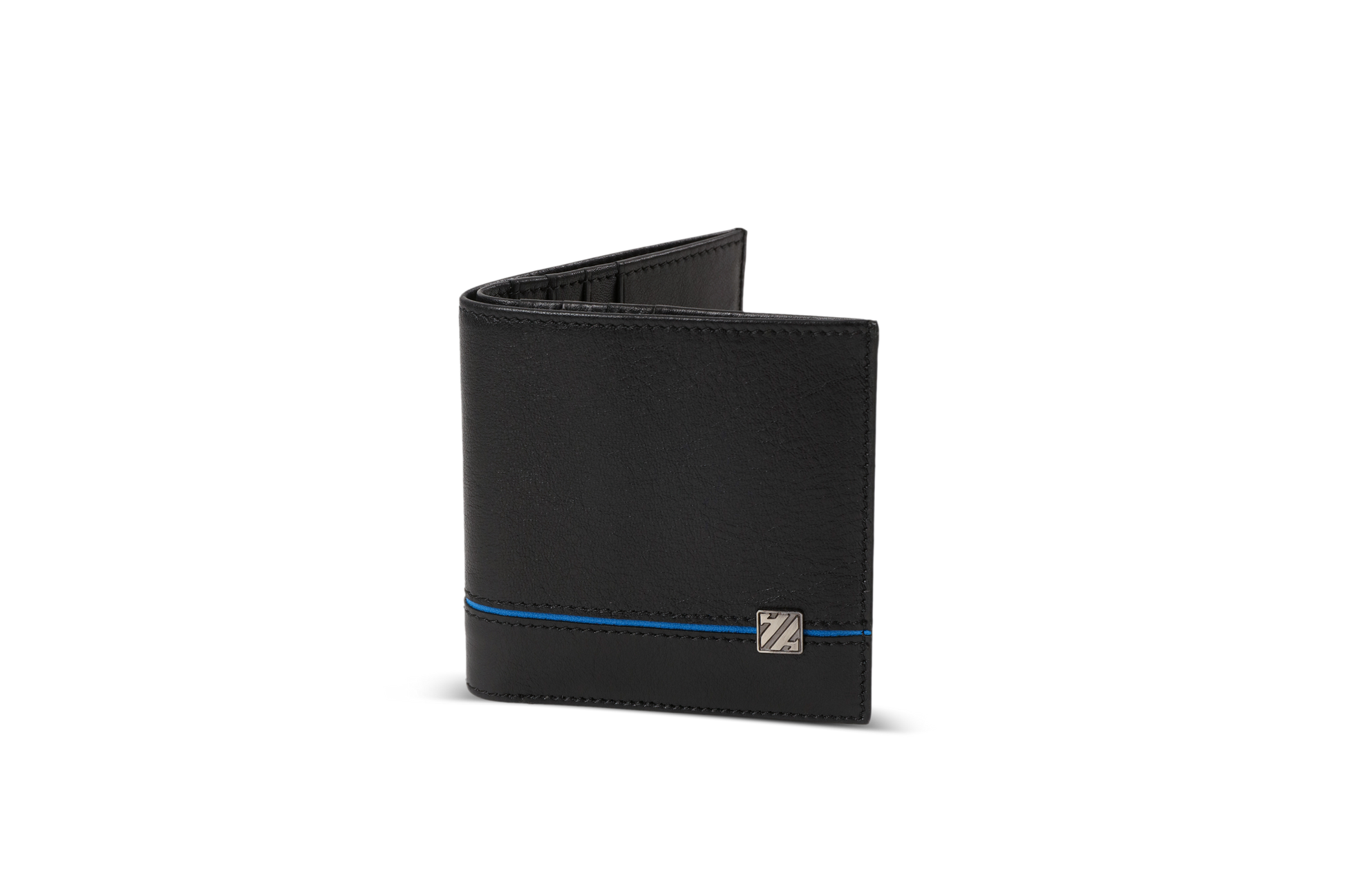 HammerAwl genuine leather blue detail bifold wallet product view