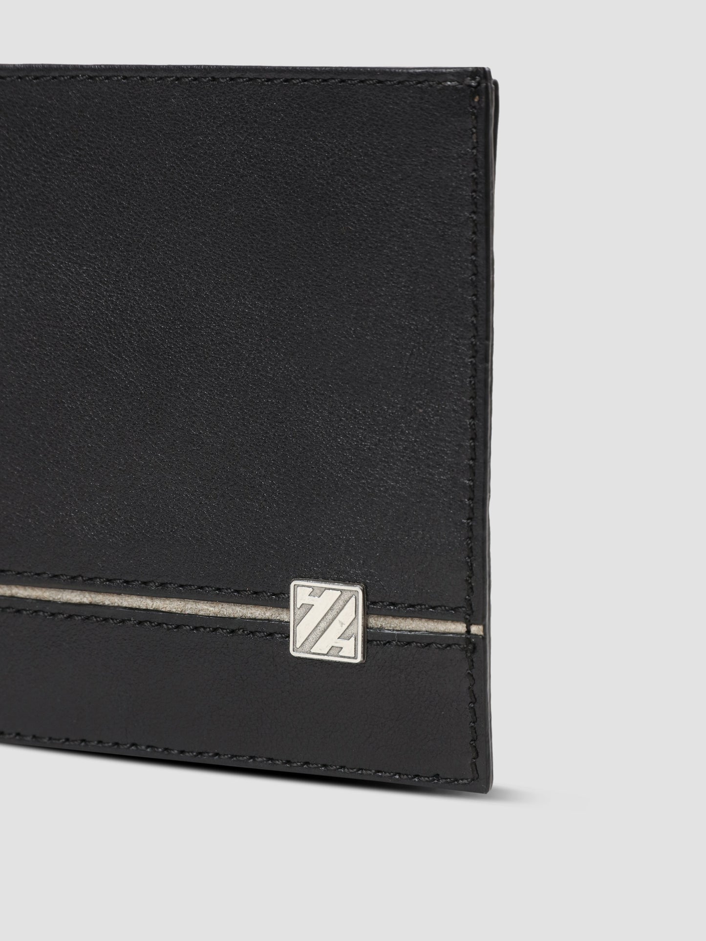 HammerAwl genuine leather grey detail bifold wallet logo 