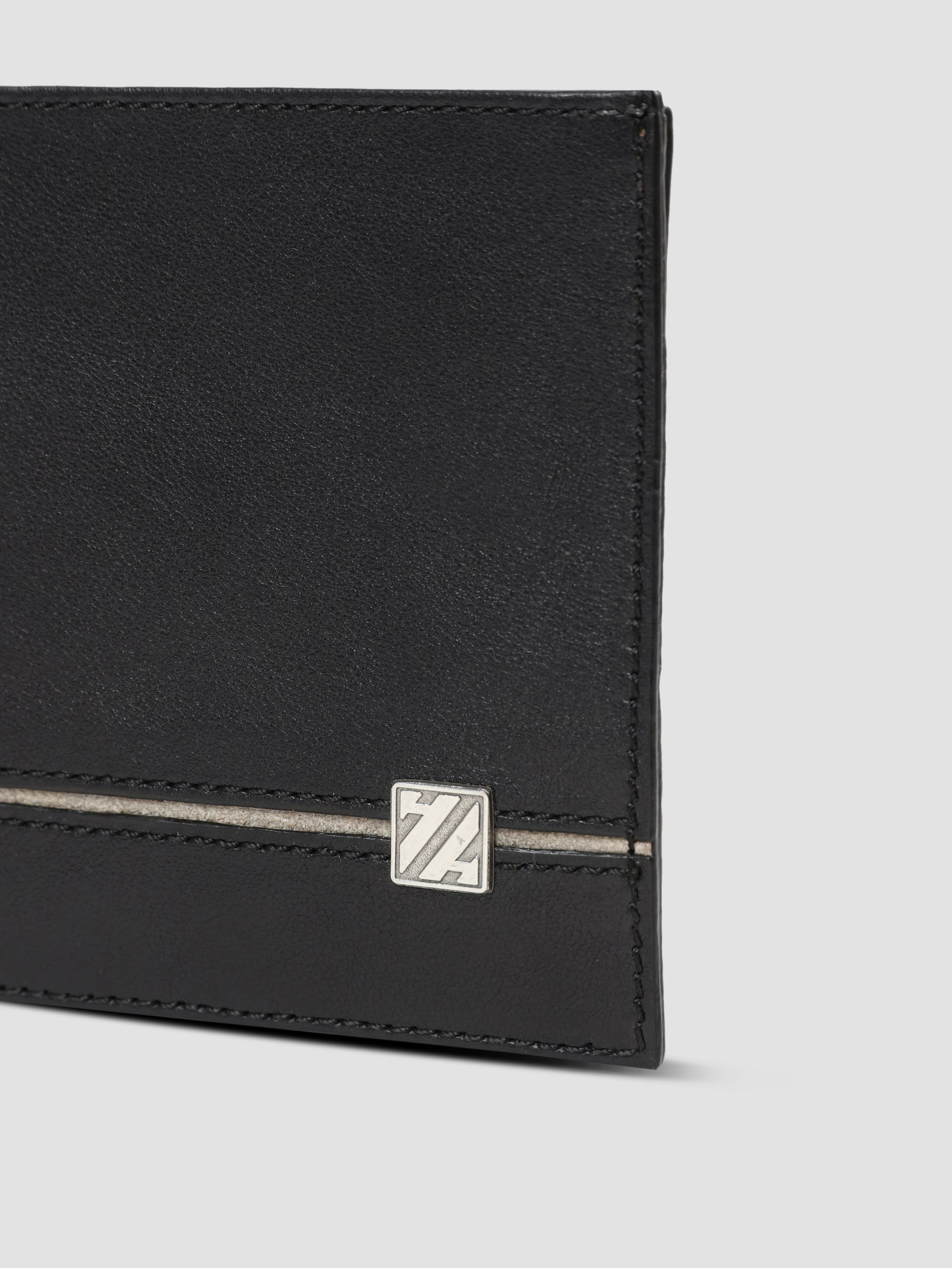 HammerAwl genuine leather grey detail bifold wallet logo 