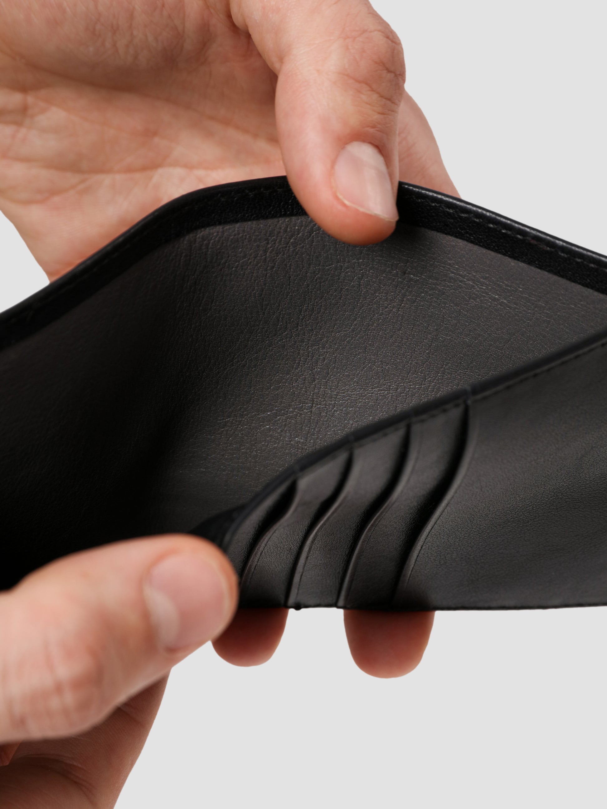 HammerAwl genuine leather grey detail bifold wallet inside view